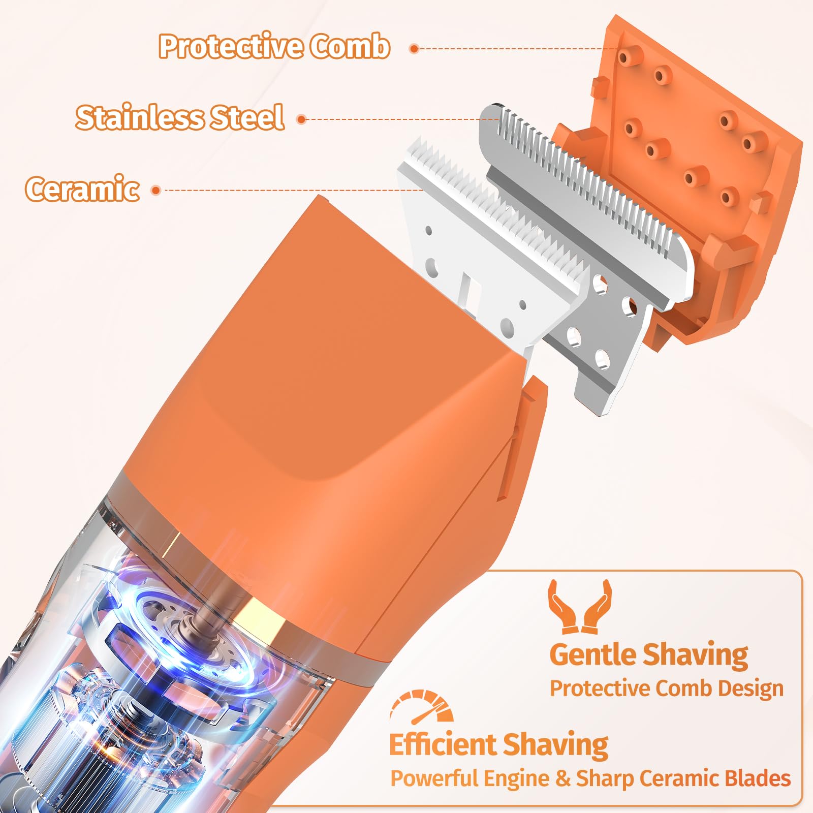 Bikini Trimmer for Women,5-in-1 Electric Razors for Women,Electric Shaver for Women's,IPX7 Waterproof Trimmer for Men Legs,with 5 Replaceable Blade Heads,USB Recharge Dock（Orange）