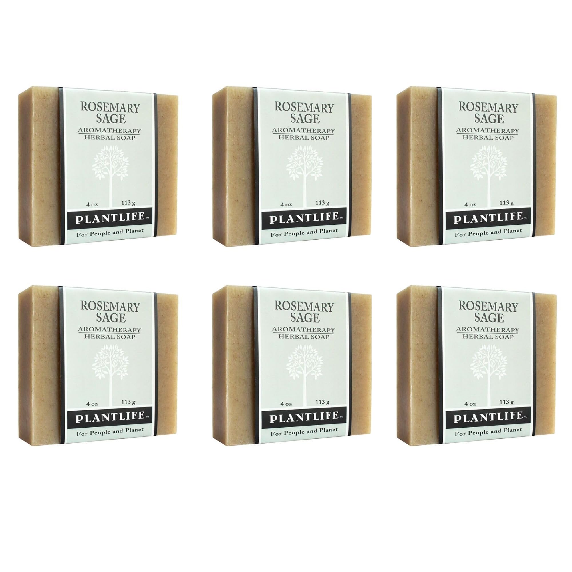 Plantlife Rosemary Sage 6-Pack Bar Soap - Moisturizing and Soothing Soap for Your Skin - Hand Crafted Using Plant-Based Ingredients - Made in California 4oz Bar
