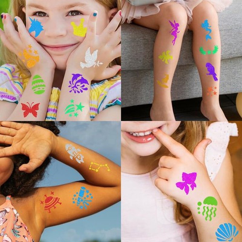Temporary Tattoo Markers for Skin, 12 Metallic Markers + 160 Tattoo Stencils, Tattoo Markers for Kids Adults Women Teens Body Markers, Cosmetic Tattoo Pens for Skin DIY Body Art Face Painting
