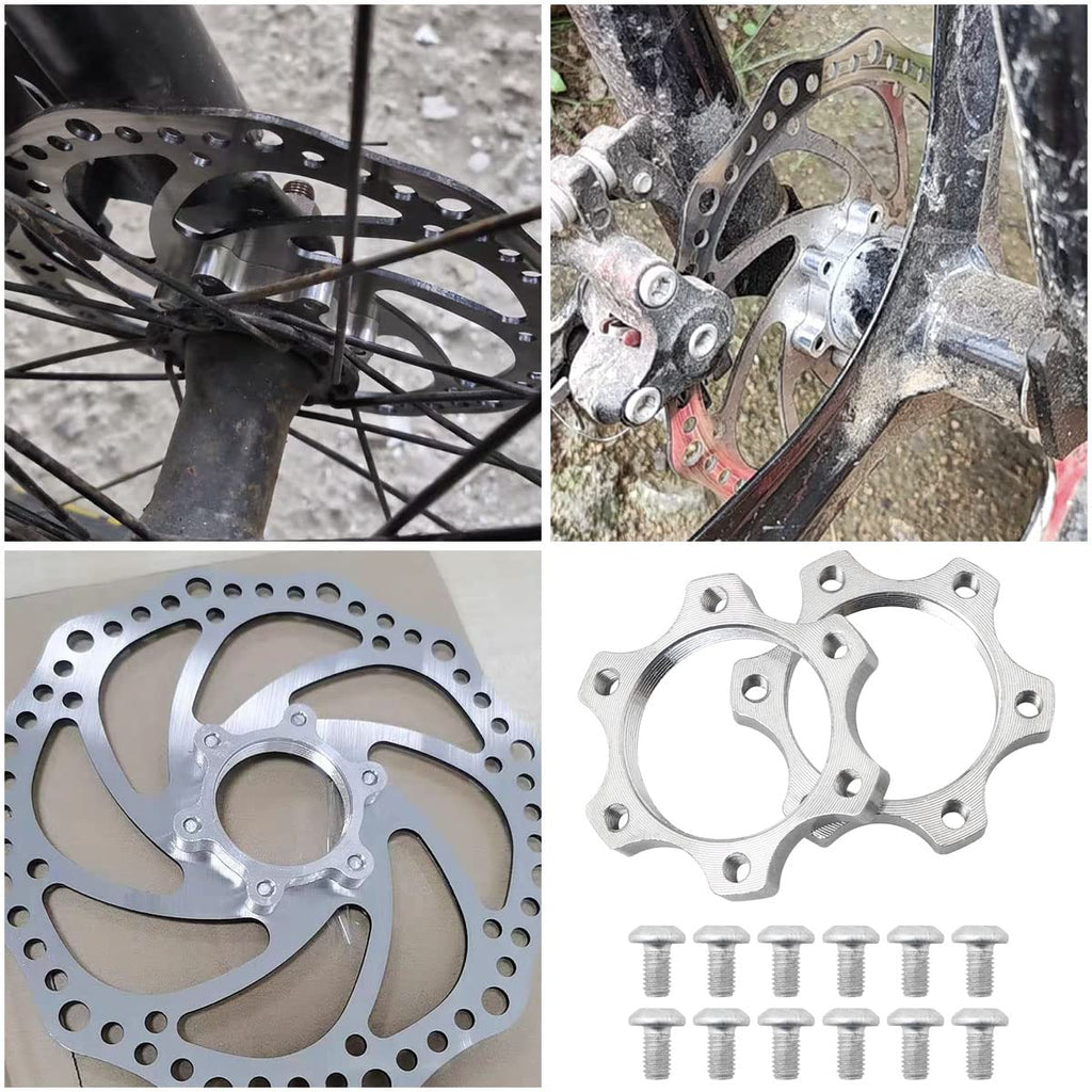 JJHXSM 2pcs Bike Freewheel Threaded Hubs Disk 44mm Brake Rotor 6 Bolt Flange Adapter with 12 Screws