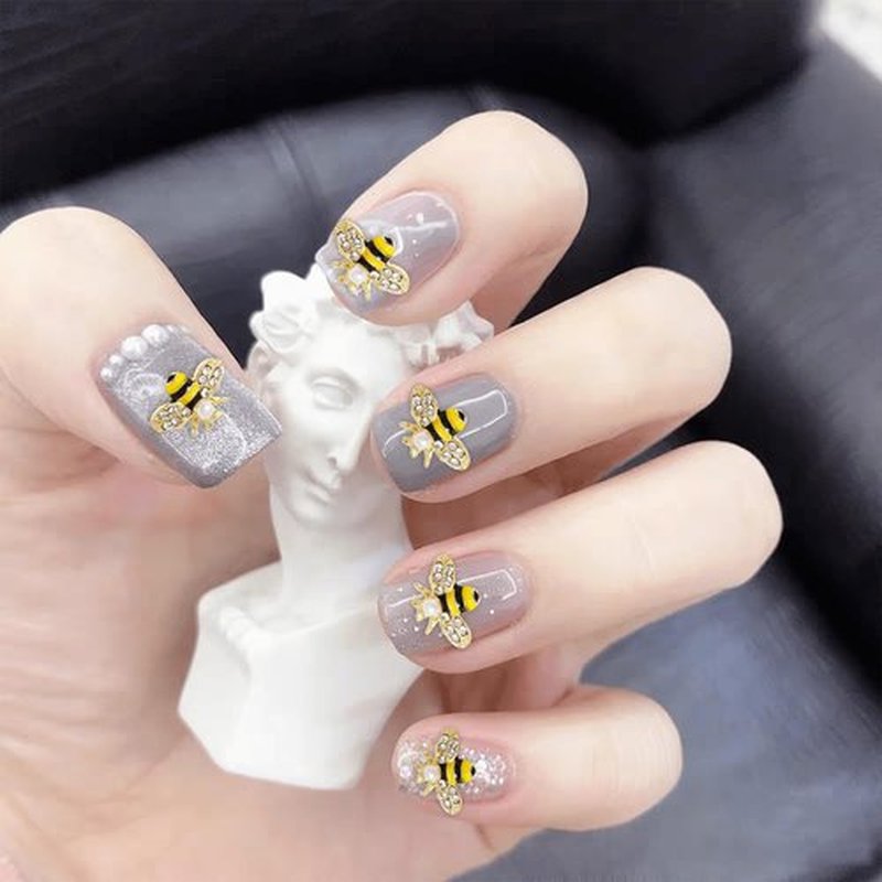 CAIRIAC Rhinestones Nail Charms Bulk Gold Bee Nail Art Rhinestones Charms for Acrylic Nails, Gel Nails, Short Nails 3D Nails Art Decoration Gift for Women (20Pcs)