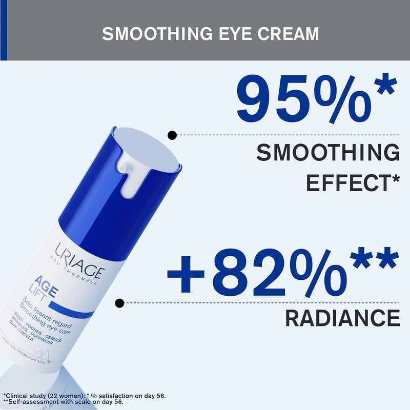Uriage Age Lift Eye Contour Cream - Retinol & Hyaluronic Acid for Fine Lines, Puffiness & Dark Circles