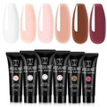 ROSALIND White Nude Brown Christmas Poly Nail Gel, 6 Colors 0.34 oz/10 ml Poly Extension Gel Nail Enhancement Builder for French Manicure Home Salon Design Need U V/LED Lamp Fall Colors