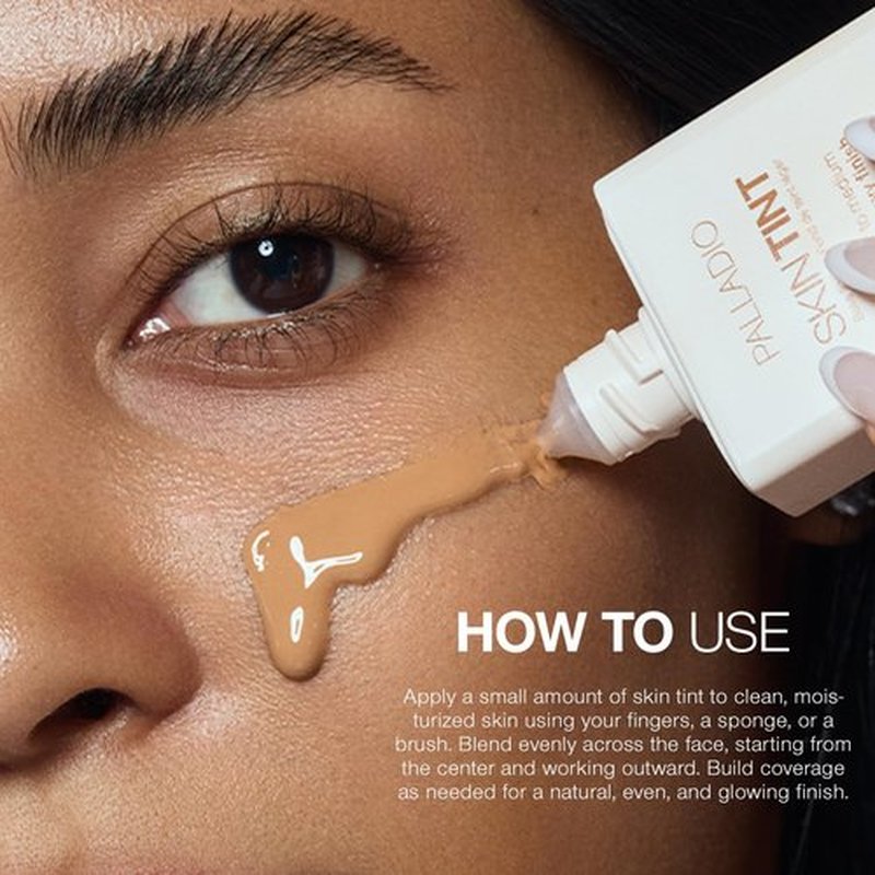 Palladio Skin Tint with Aloe, Niacinamide and Hyaluronic Acid, Sheer to Medium Coverage, Glowy Finish, Brightening and Blurring Lightweight Foundation Makeup (Light Ivory)