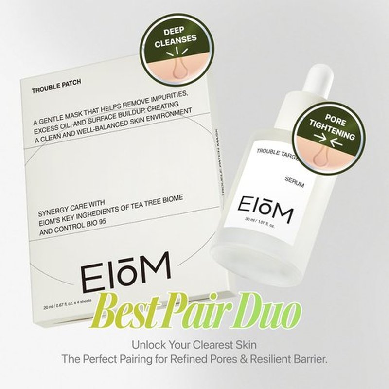 EIOM Trouble Serum | Tea Tree & Salicylic Acid Serum – Gentle Acne Treatment for Face, Calming Care for Acne-Prone & Oily Skin, Redness Relief & Barrier Support, Korean Skincare (1.01 fl.oz.)