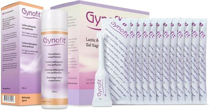 Gynofit Vaginal Health Bundle - pH-Balancing Cleansing Lotion & Lactic Acid Gel (12 Count) | Gynecologist Recommended Daily Wash & Moisturizer