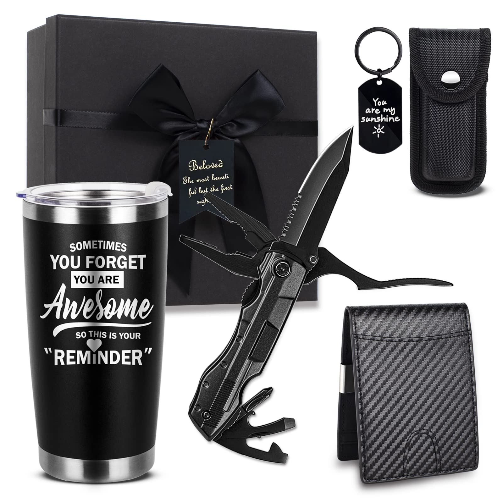 Mkeevee Birthday Gifts for Men Funny Christmas Gifts Baskets for Him Father’s Day for Dad Anniversary Who Have Everything for Husband, Boyfriend, Brother, Son, Grandpa Tumbler Multitool Gift Set