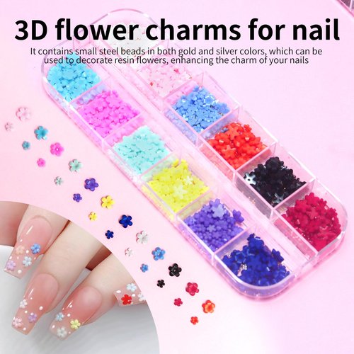 ESUOHYM Nail Charms Kit with 30 Sheets Flower Nail Stickers,Colorful Heart Flower Bow 3d Nail Rhinestones And Gems,Nail Pearls Jewels,Tweezer and Wax Pen,Nail Art Tools for DIY Nail Design