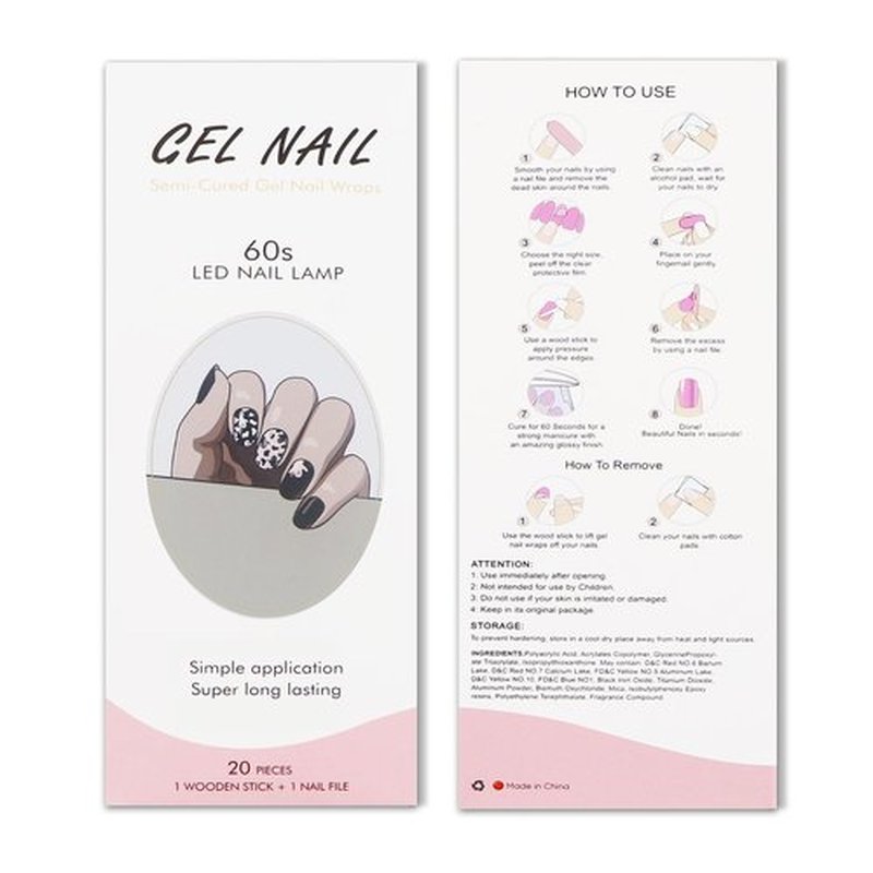 JMEOWIO Gel Nail Stickers Halloween Black White Cute Ghost Semi Cured Gel Nail Strips Wraps UV/LED Nails Art Design Decoration Accessories