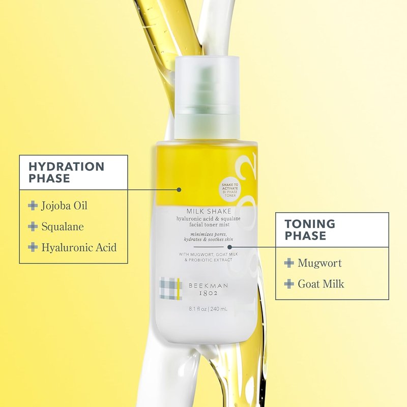 Beekman 1802 Hydrating Toner & Face Mist + Oh! Mega Milky Oil Facial Oil – Sensitive Skin Safe | 2 fl oz + 0.5 fl oz