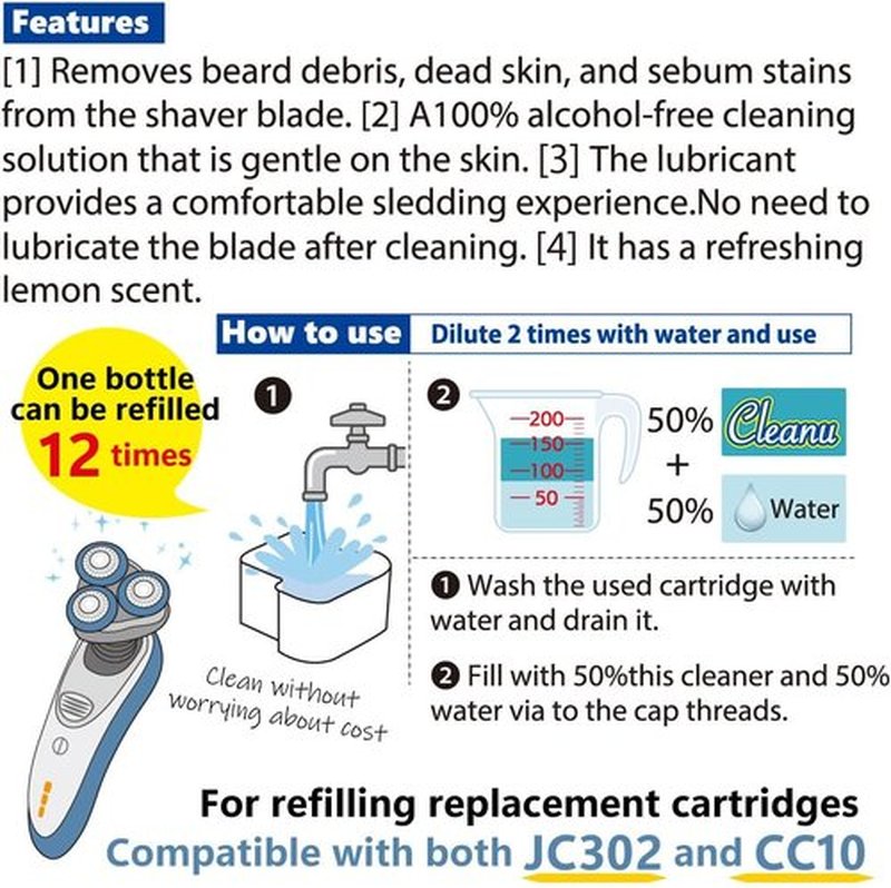 Philips Norelco Shaver Cleaning Solution Refill - 2X Concentrated, 1L (33.8 oz) - Compatible with SmartClean & Quick Clean Pods