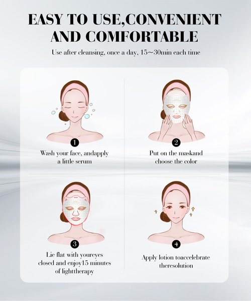 SDKWDH Red Light Mask for Face, 7-1 Colors Facial Care Mask, 850nm Infrared & Red Light Masks, Ergonomic Design for Home & Travel, Pink