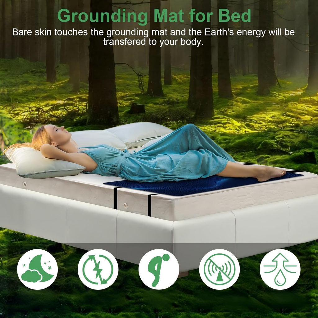 Grounding Mat for Bed, Anti-Static Earthing Pad for Home & Bed Use, Non-Slip Mat (Queen, 60"x27")