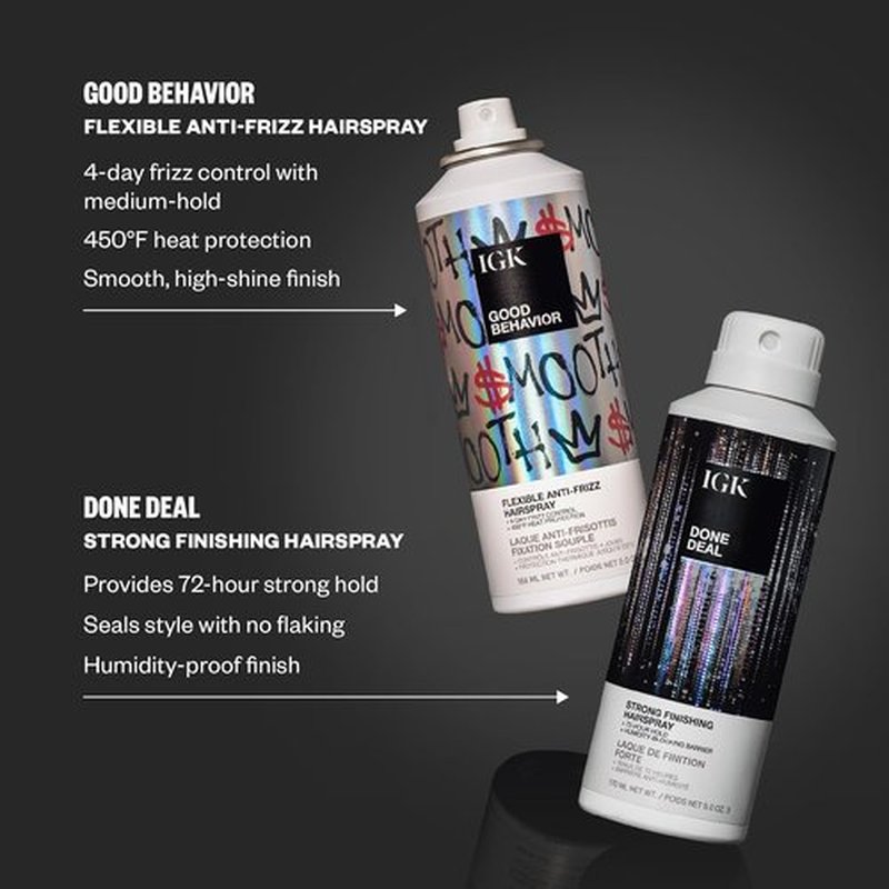 IGK Done Deal Hairspray - Strong Hold, Humidity-Resistant Finish for All Hair Types | 5 oz