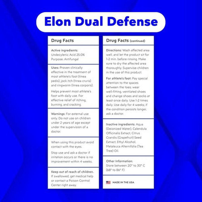 Elon Dual Defense Fungal Formula (2 Pack) — 25% Undecylenic Acid — Fingernails & Toe Nail Care Products — Elon Nail Products – Toenail Treatment