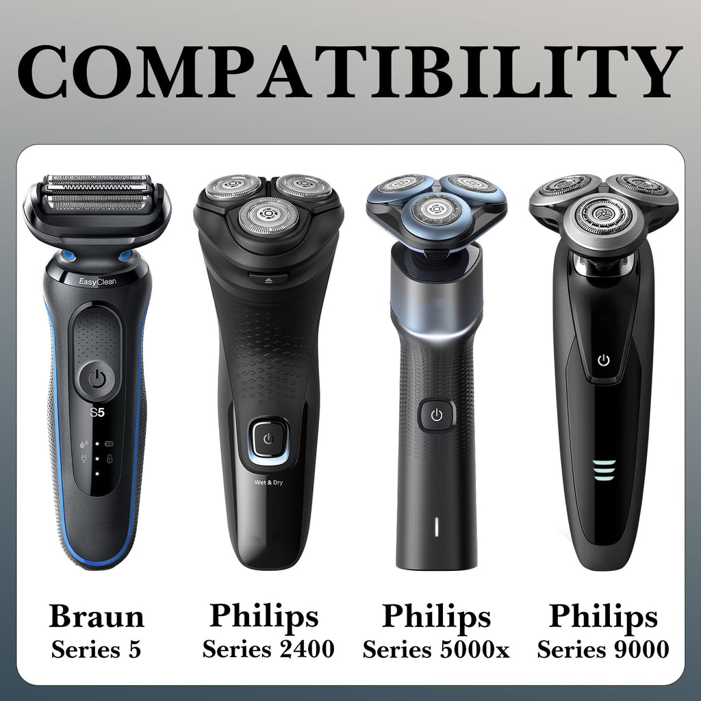 Linkidea 2 Pack Stainless Steel Shower Razor Holder, Waterproof Electric Shaver Organizer, Compatible with Braun Series 5 & Philips Norelco 2400/5000/9000 (Black)