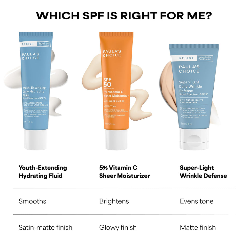 Paula's Choice 5% Vitamin C Sheer Sunscreen for Face, SPF 50 Face Sunscreen, Moisturizing, Lightweight Invisible, Prevents Dark Spots, No Cast, All Skin Types, UVA/UVB Protection, Fragrance-Free, 2oz
