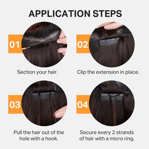 DOORES Butterfly Weft Hair Extensions Human Hair, Dark Brown 18 Inch 100g, Hand Tied Double Layered PU Extensions with Micro Beads