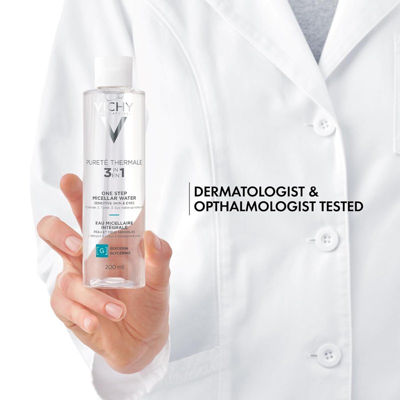 Vichy Pureté Thermale Micellar Water - Gentle Makeup Remover & Hydrating Toner with Vitamin B5 | 13.5 oz