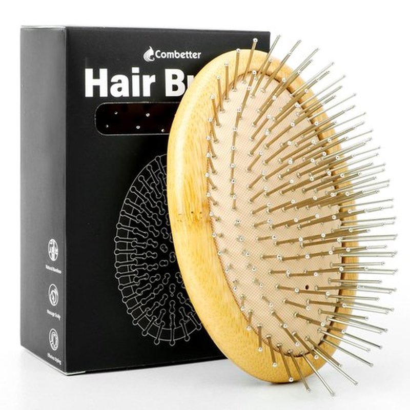 Bamboo Mental Hair Brush - Scalp Massage & Hair Growth Tool for Women, Men & Kids