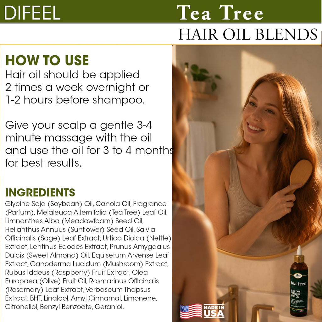 Difeel Scalp Care Tea Tree Premium Natural Hair Oil - Tea Tree Oil 8 oz.