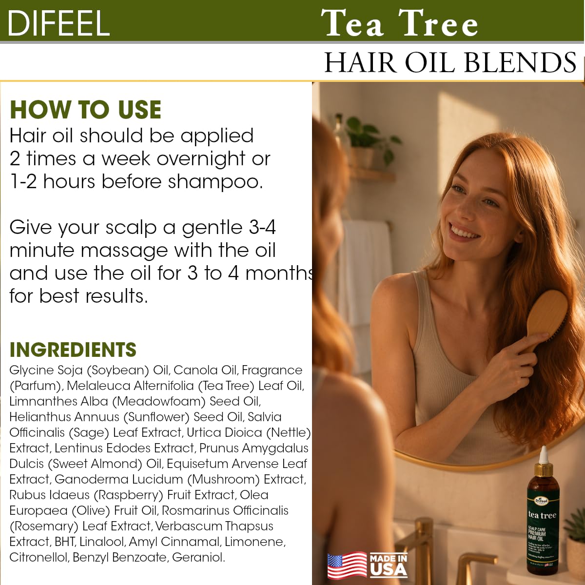 Difeel Scalp Care Tea Tree Premium Natural Hair Oil - Tea Tree Oil 8 oz.