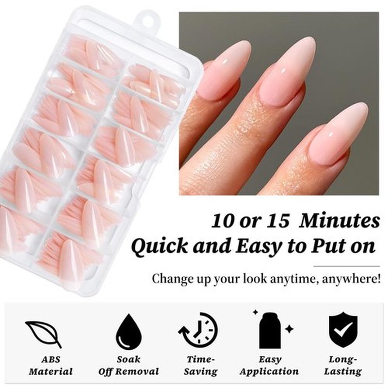 Lifextol 240PC Nude Almond Press on Nails, Medium Fake Nails Press ons, False Acrylic Nails with Glue&Adhesive Tabs