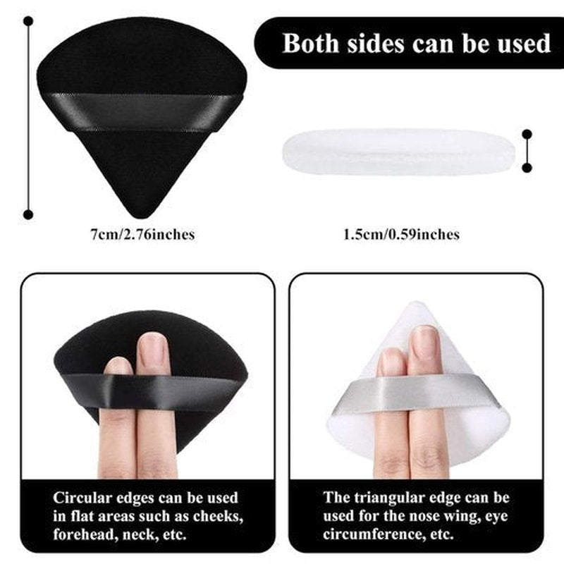 Maitys Powder Puff - 12 Soft Triangle Makeup Sponges for Loose Powder | Washable & Reusable (Black & White)