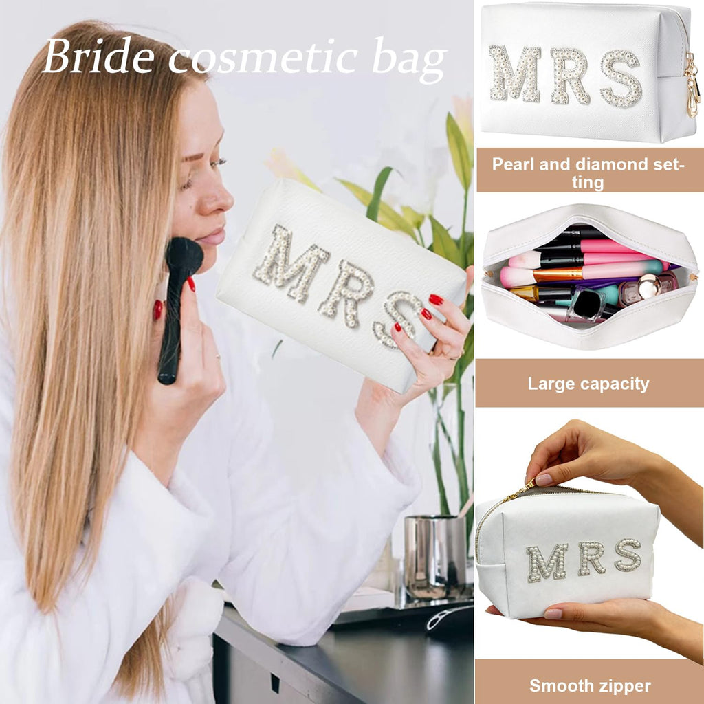 BILJOY Personalized Initial Bridal Shower Gifts Box Set, Letter I DO Bride Slippers MRS Cosmetic Bag Bride Hair Clip Wedding Gifts for Bride, Bride to be Gifts Bachelorette Gifts