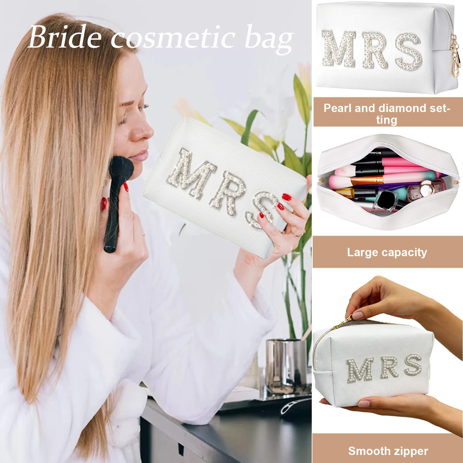 BILJOY Personalized Initial Bridal Shower Gifts Box Set, Letter I DO Bride Slippers MRS Cosmetic Bag Bride Hair Clip Wedding Gifts for Bride, Bride to be Gifts Bachelorette Gifts