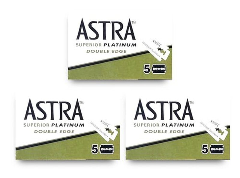 Astra Superior Platinum Double Edge Safety Razor Blades - 5 Count Pack of 3 for Smooth Shaving