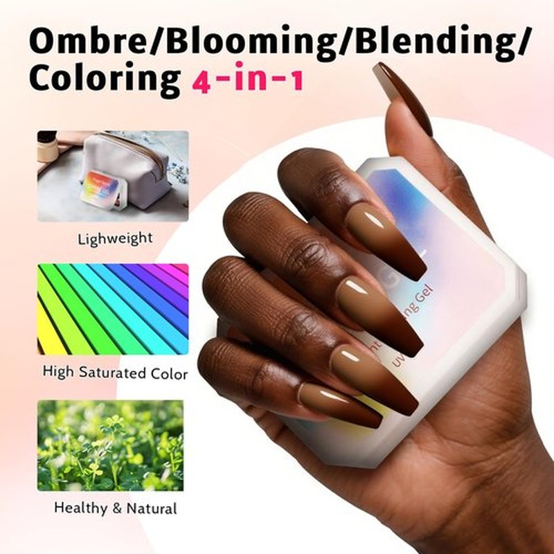 Karroy Patting Gel Nail Polish Set, 9 Colors Ombre Gel Polish Palette, 100pcs Sponges 6pcs Brushes 1 Grabber, Colors Blending Painting Nails Art, No Wipe, UV/LED Cured (Set 06)