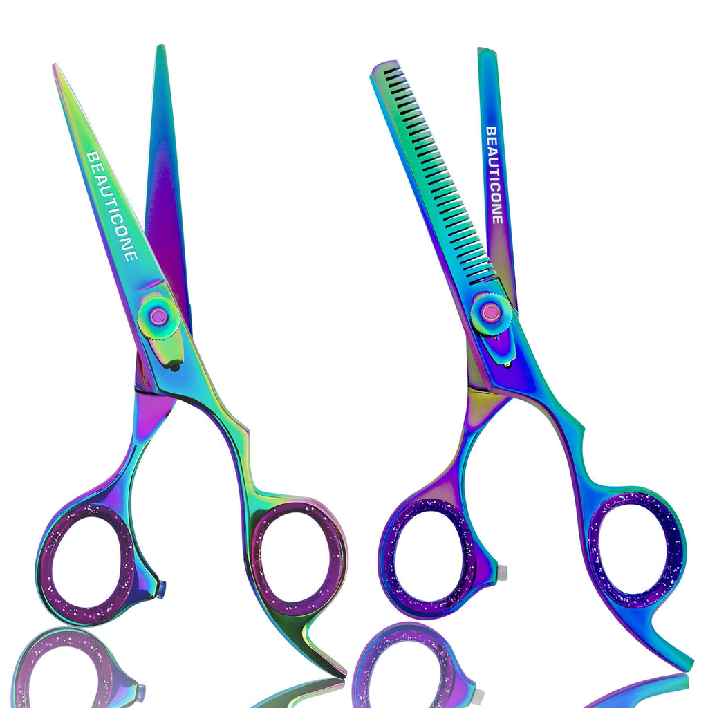 Hair Cutting & Thinning Scissors Set, Professional 6.5" Barber Shears for Haircut Men/Women, Beard & Mustache Trimming Stainless Steel Hairdressing Scissors, Adjustable Screw