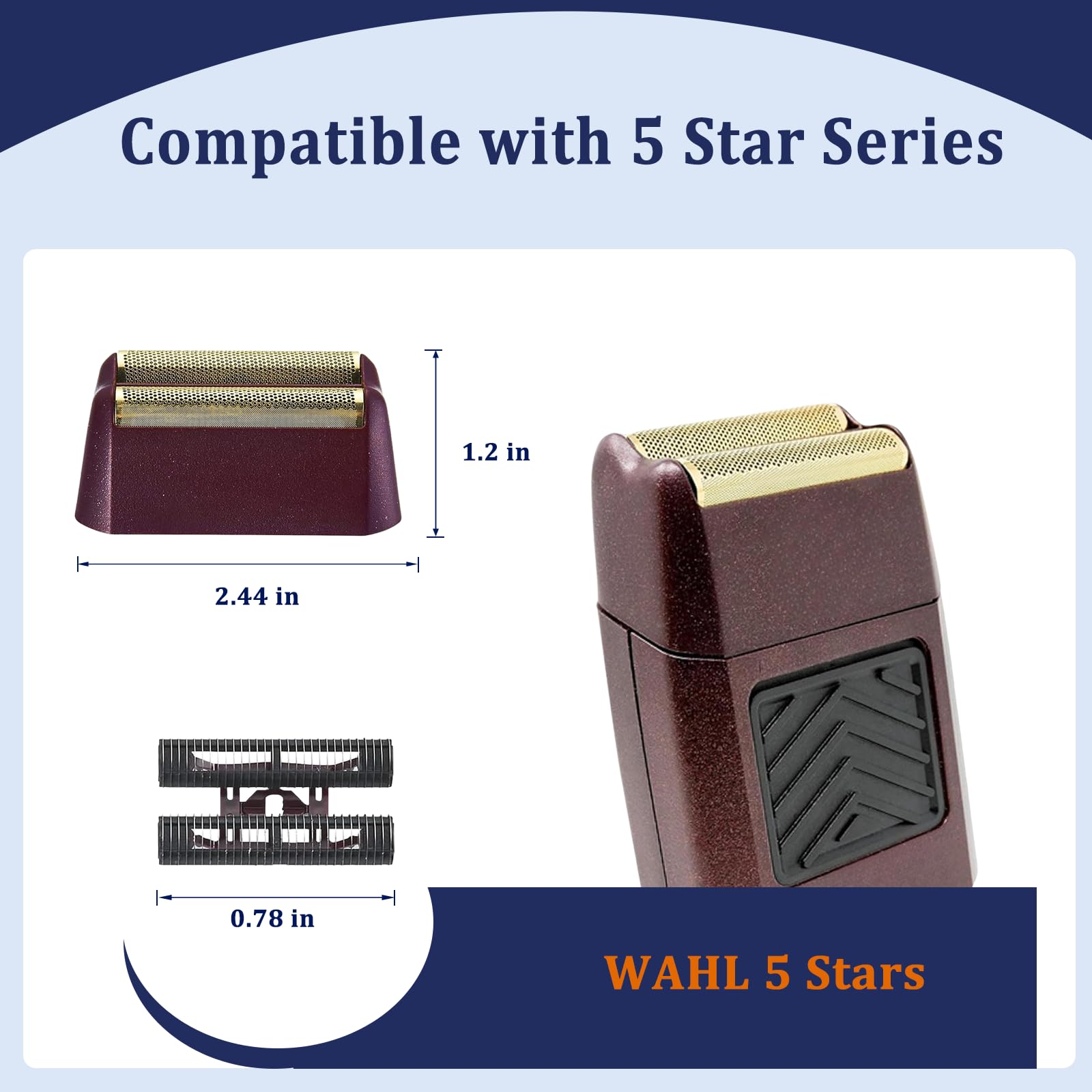 4-Pack Professional Replacement Foil & Cutter Bar Compatible with Wahl Shaver – for 7031-100 & 7043-100 Models, Super Close Shave, Black (5 Star Series Finale)