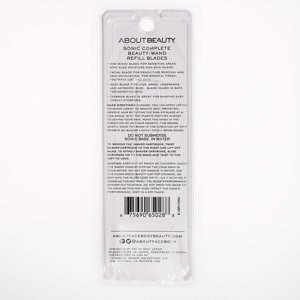 About Beauty Sonic Complete Beauty-Wand Refill Blades for Exfoliating, 4 Pack - Facial, Bikini, Brow & Body Use