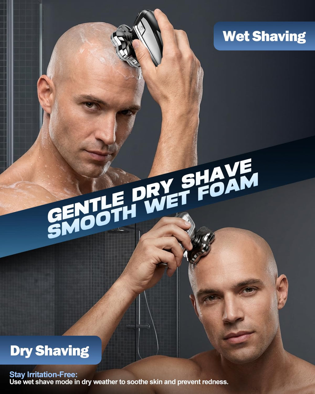 VOPH Head Shavers for Bald Men, 7D Floating Blades Electric Razor with Magnetic Detachable Heads, IPX7 Waterproof Rotary Shaver 5-in-1 Self-Grooming Kit Gift for Balder