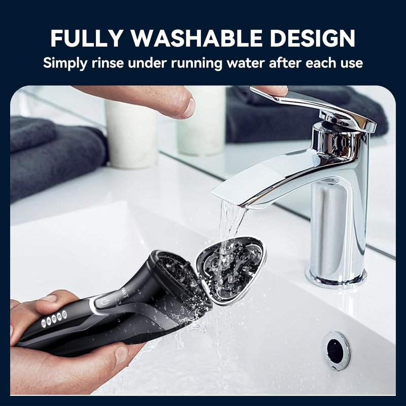 MAX-T Electric Razor for Men, 4D Rotary Shaver Razor for Men, Rechargeable Wet & Dry Shaver with Pop-Up Trimmer, IPX7 Waterproof, Type-C, Plug & Play