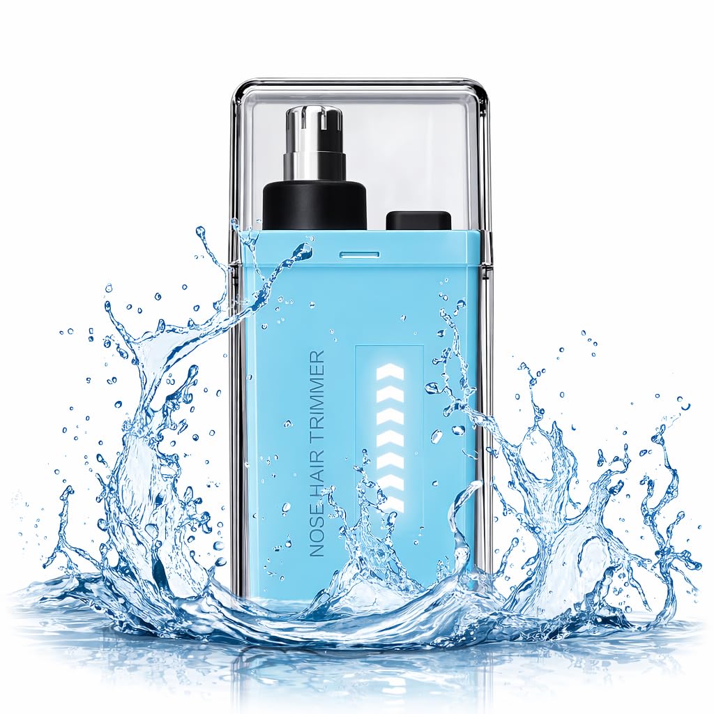 Infinity Choices Nose Hair Trimmer for Men Women - Electric Nose Hair Clipper with Replaceable Stainless Steel Blade, Powerful Motor, Wet/Dry Use, Portable USB Rechargeable Design | Ice Blue