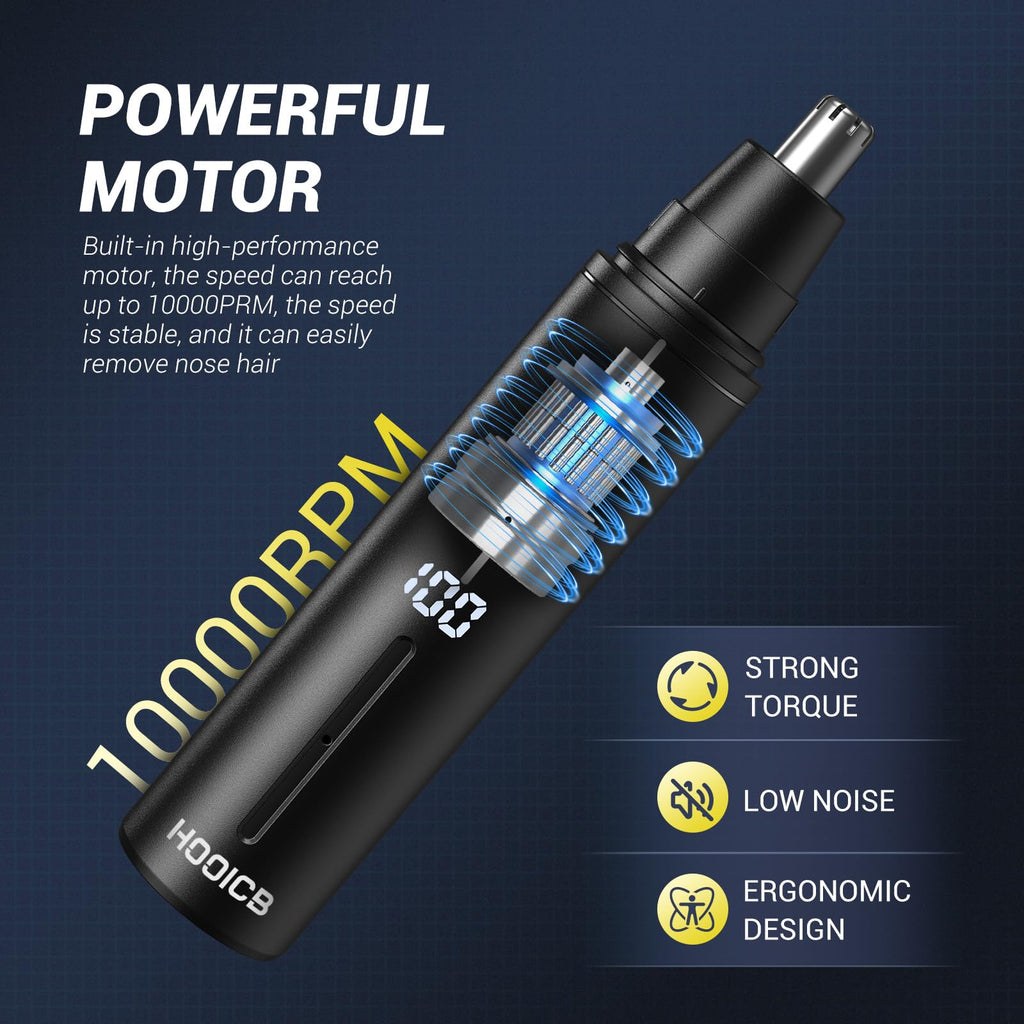 HOOICB Nose Hair Trimmer for Men, Ear Hair Trimmer Grooming, IPX7 Waterproof, Built-in Rechargeable Battery