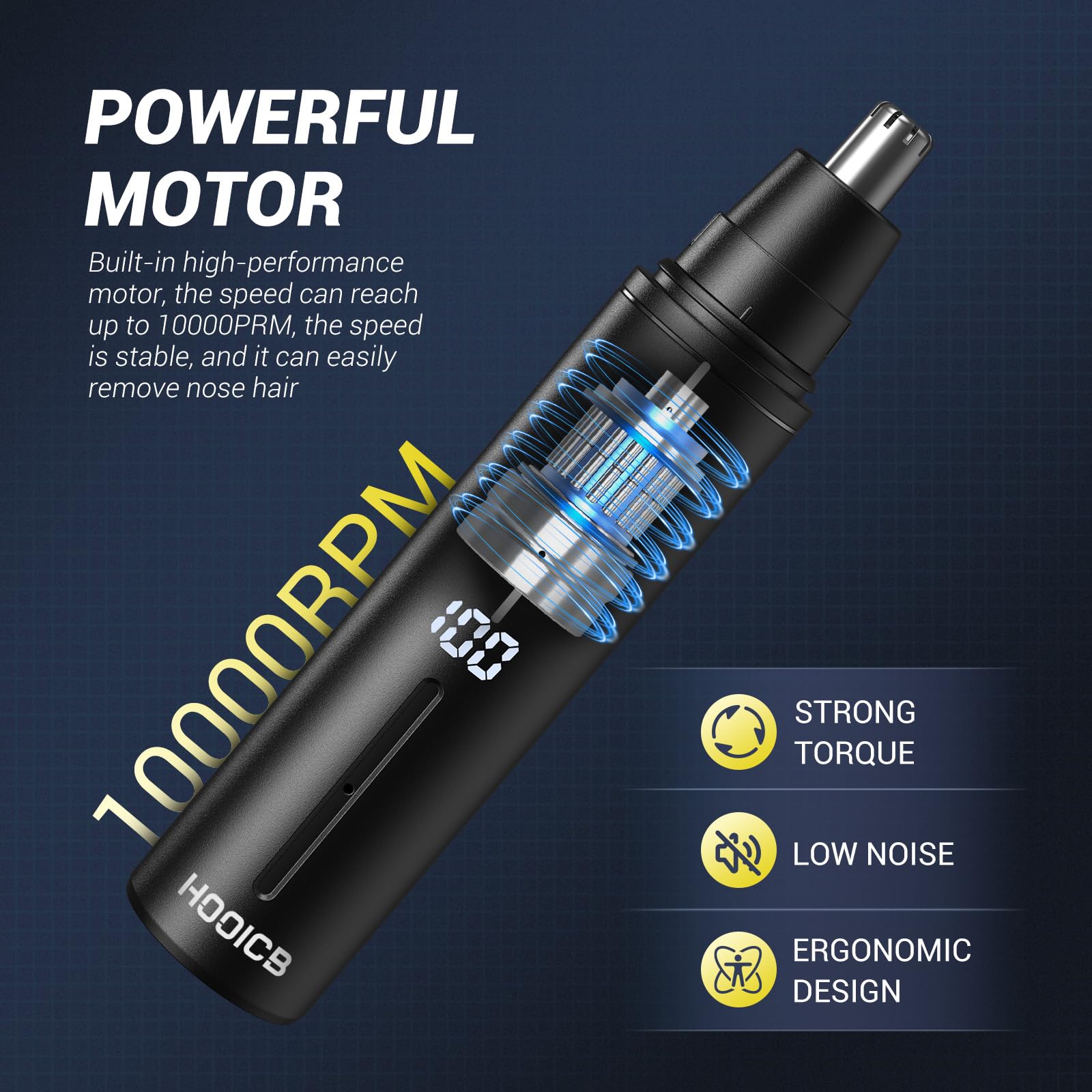 HOOICB Nose Hair Trimmer for Men, Ear Hair Trimmer Grooming, IPX7 Waterproof, Built-in Rechargeable Battery