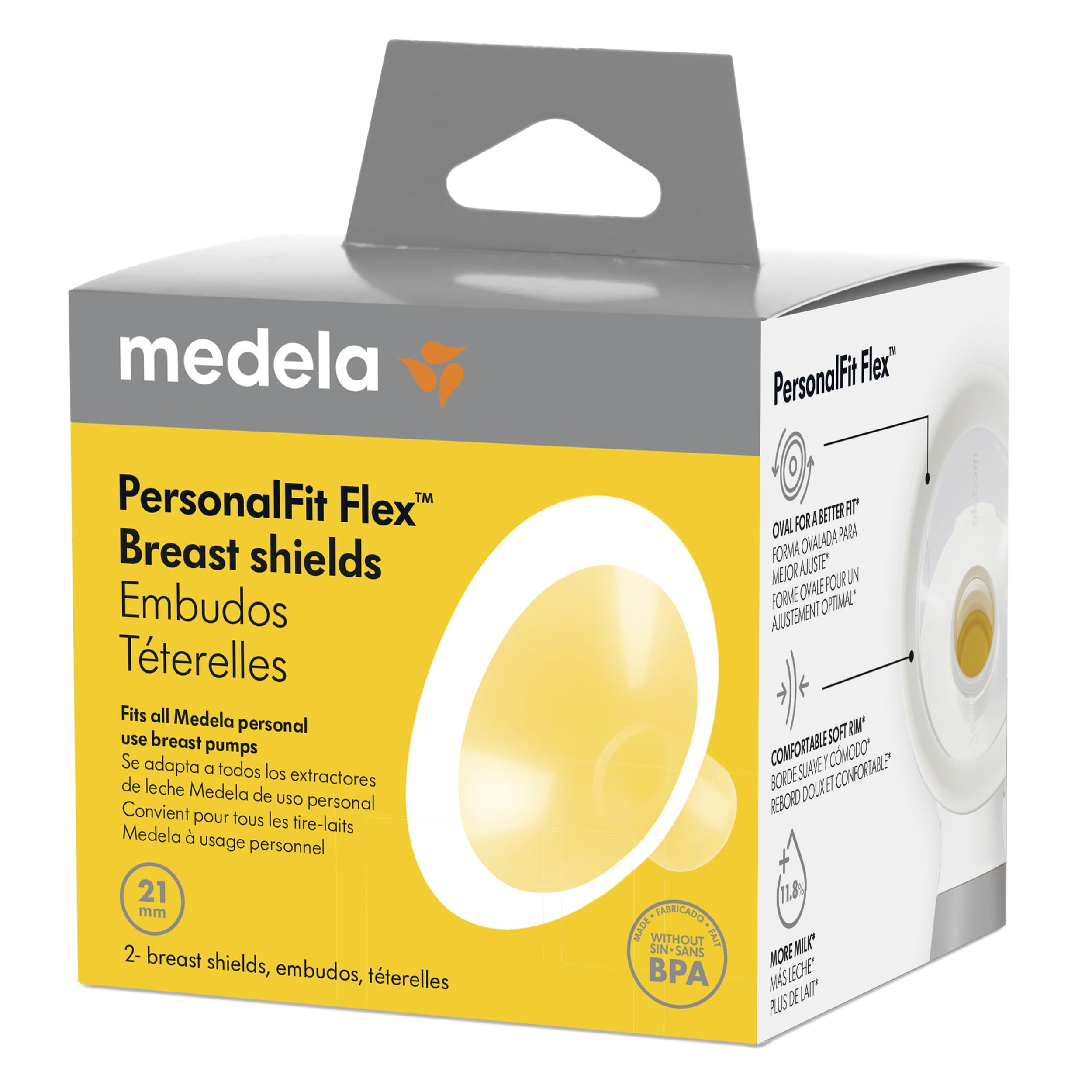 Medela PersonalFit Flex Breast Shields | 2 Pack of Small 21mm Breast Pump Flanges | Made Without BPA | Shaped Around You for Comfortable and Efficient Pumping