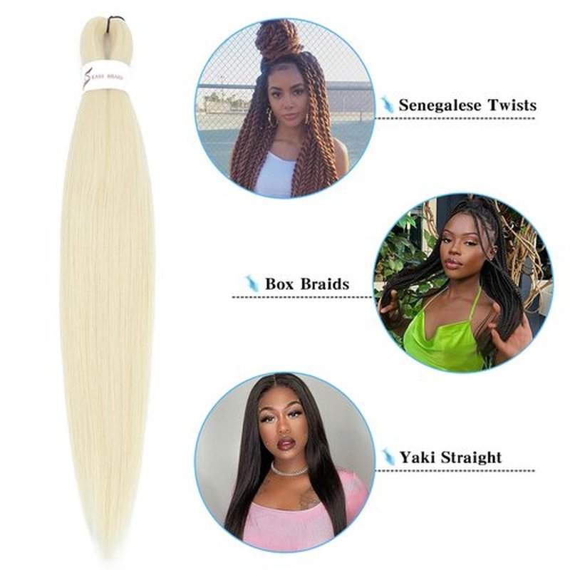 Braiding Hair Pre Stretched 26 Inch 8 Pack Braiding Hair Extensions Itch Free Soft Yaki Texture Hot Water Setting Synthetic Crochet Braids Hair For Women Girls (26Inch,613#)