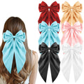 TUBIAN 6PCS Oversized Hair Bows for Women & Girls Large Bow Hair Clips with Long Tail Ribbons, Elegant Barrettes for Thick & Thin Hair, Fashionable Hair Accessories