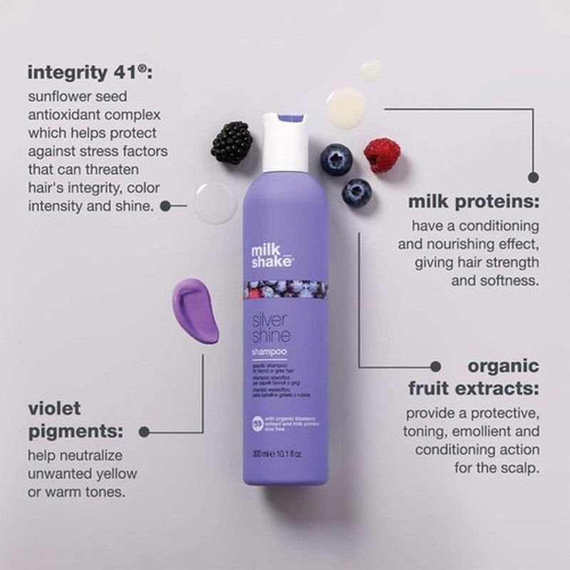 milk_shake Silver Shine Purple Shampoo - Enhance Blonde Hair Radiance | 300ml