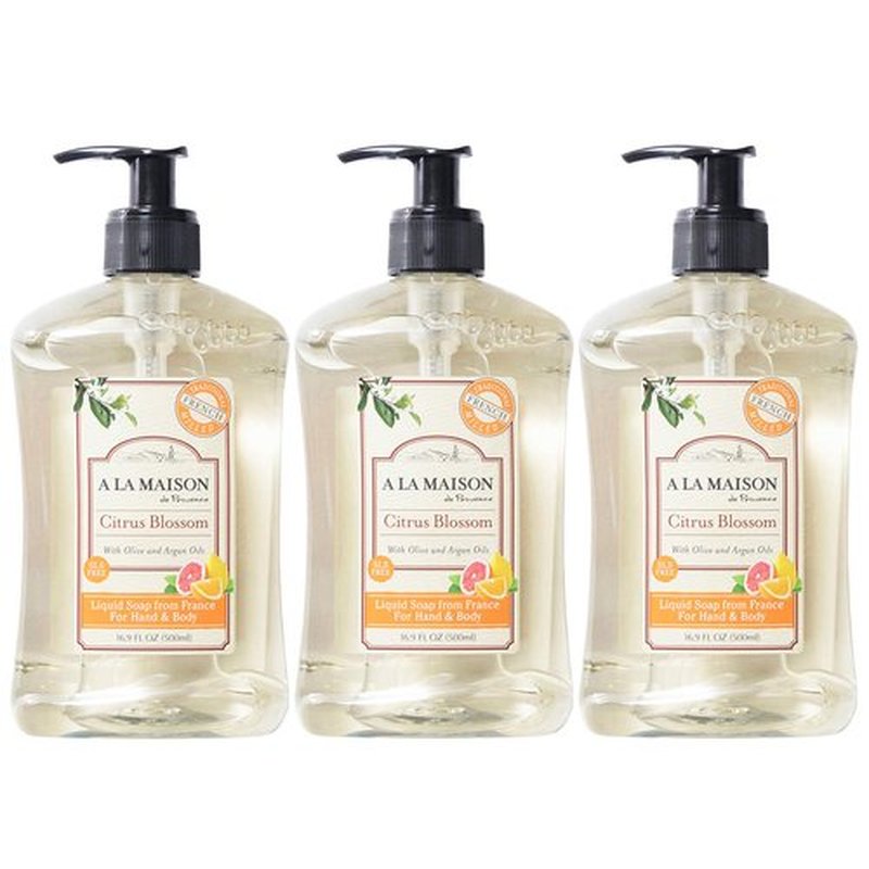 A LA MAISON French Liquid Hand Soap - Citrus Blossom Scent | Natural, Vegan & Biodegradable (16.9 oz, 3 Pack)