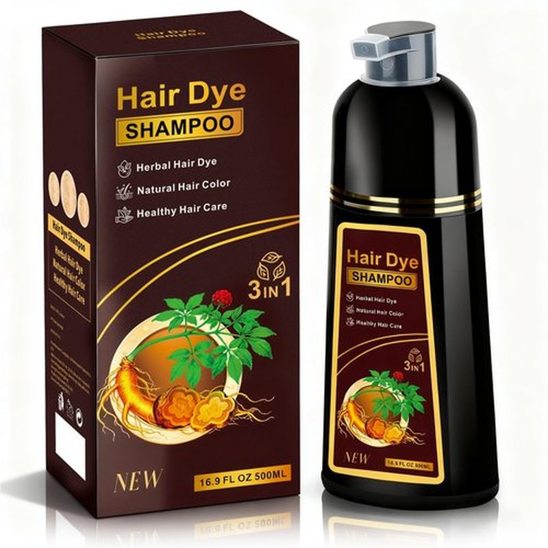 Dark Brown Hair Dye Shampoo 3 in 1 for Gray Hair, Herbal Ingredients Natural Color Shampoo Hair Dye for Women Men