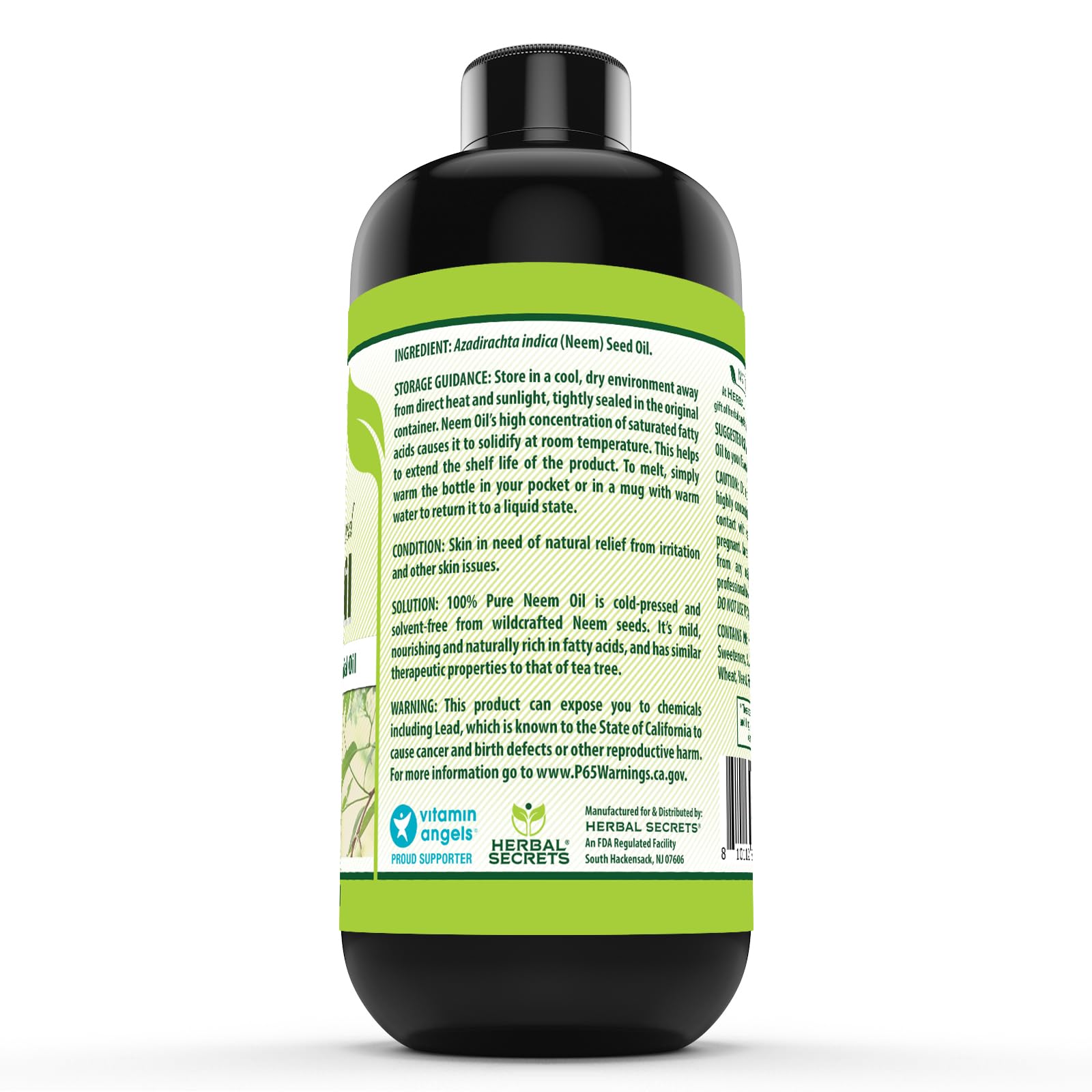 Herbal Secrets Neem Oil | 16 Fl Oz (473 ml) | Pure & Cold Pressed | Therapeutic Grade Premium Herbal Supplement | Non-GMO | Gluten Free | Made in USA