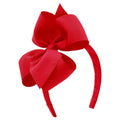 Wee Ones Girls' Small King Grosgrain Hair Bow on Matching Wrapped Headband, Red, Small King