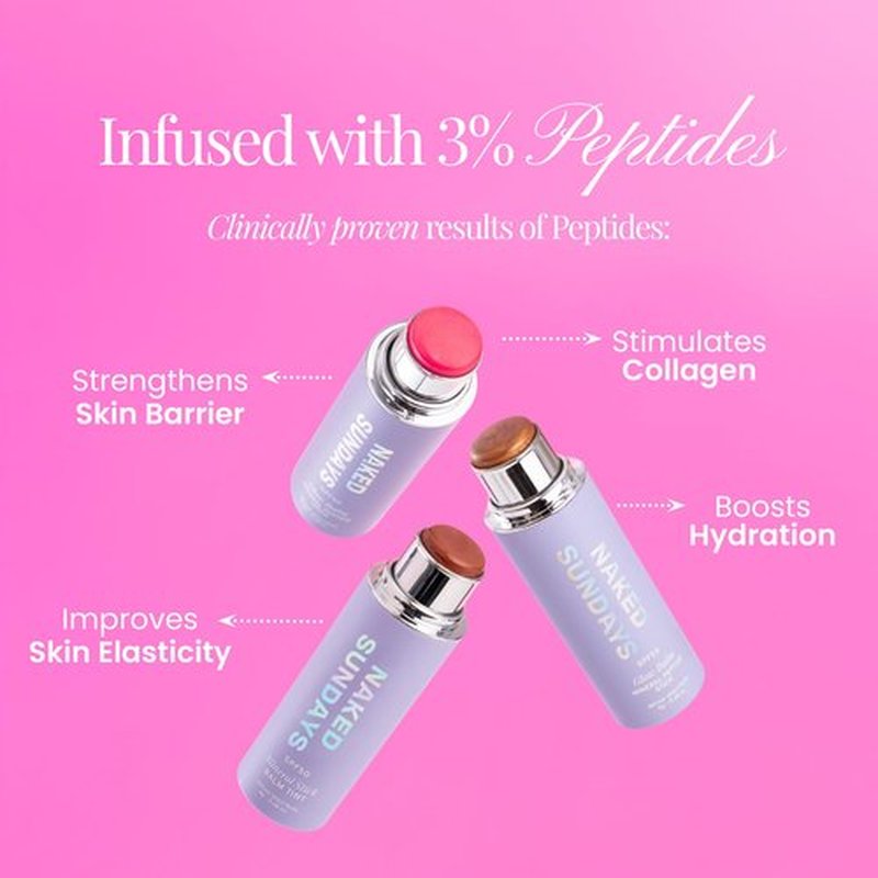 Naked Sundays SPF 50 Glow Balm – Peptide-Infused Multi-Tasking Blush Stick for Cheeks, Lips & Eyes – Broad Spectrum Zinc Oxide Blush Sunscreen – 8g (Dusty Rose)