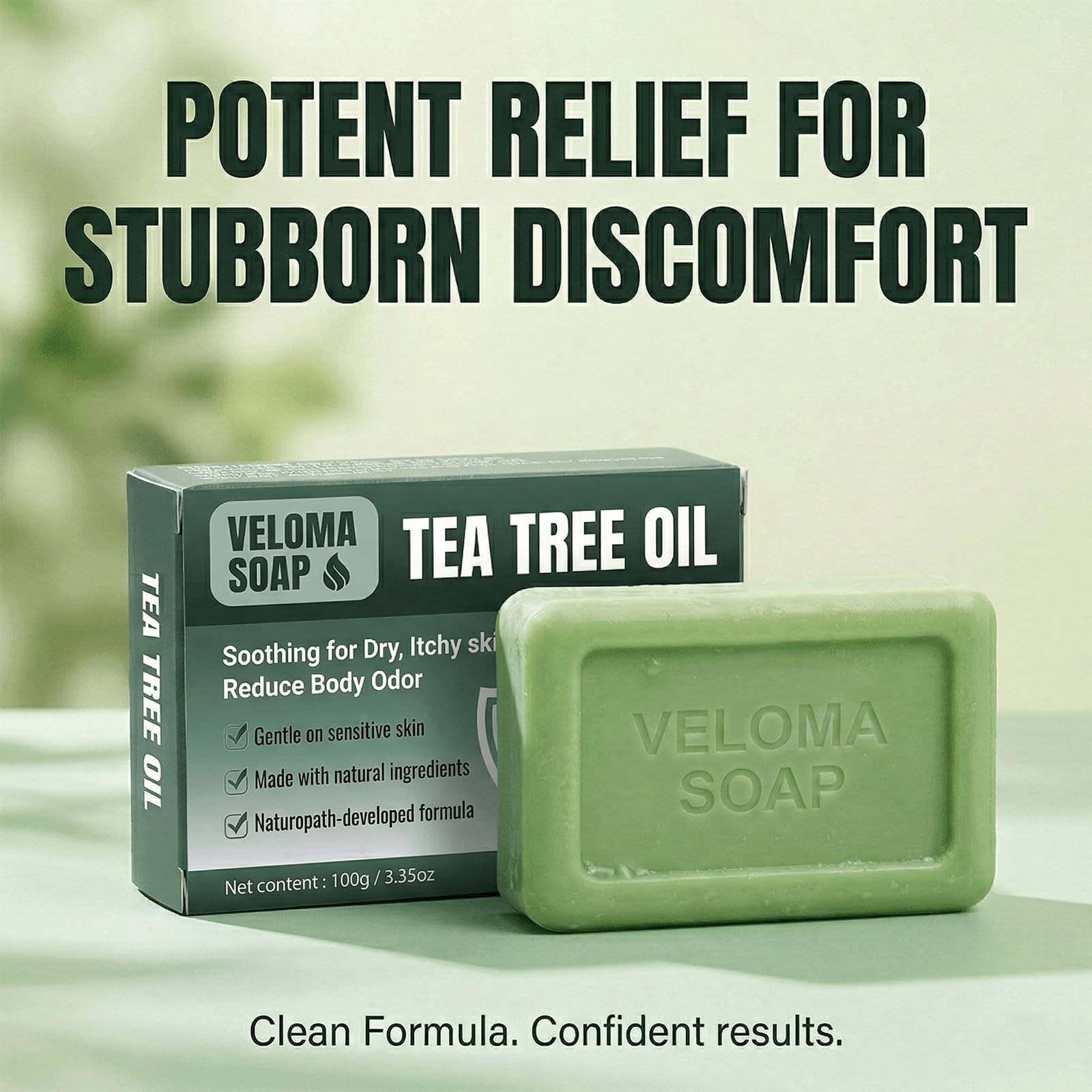 DERMA MUSE Veloma Antifungal Soap,Veloma Soap,with Tea Tree Oil & Coconut Oil & Witch Hazel, Deep Pore Cleansing,Supports Clear, Healthy-Looking Skin (1PCS)